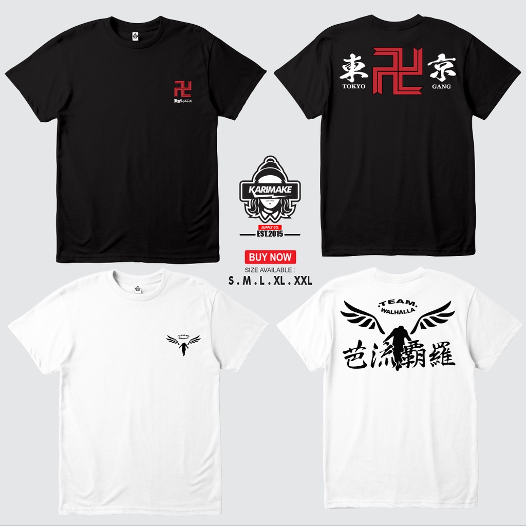 Kaos Baju Anime TOKYO REVENGERS MANJI GANG TEAM VALHALLA FLAG Kaos Anime