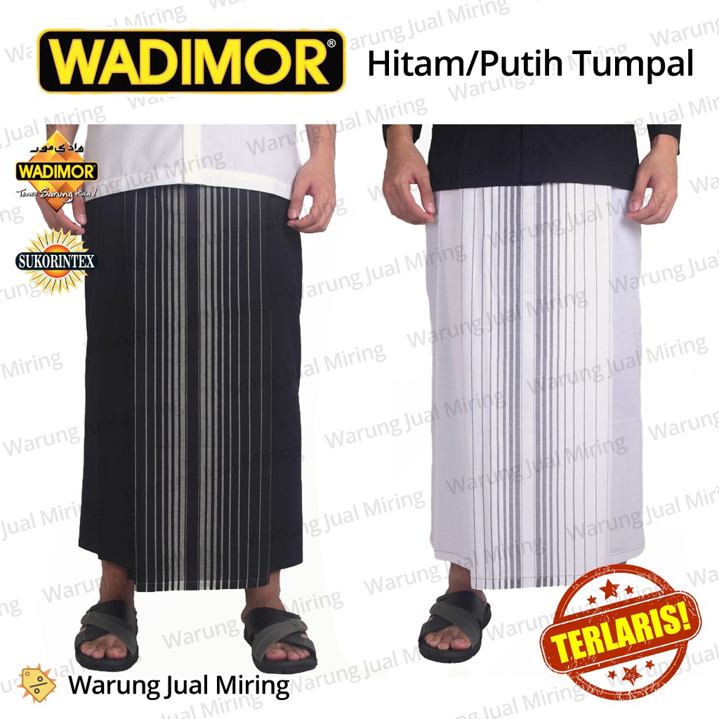 Sarung WADIMOR Hitam Putih Polos Tumpal Garis Salur Kain Tenun Sholat Shalat Pesantren Santri Muslim Dewasa Pria Laki Remaja Jumbo Motif Warna Seragam Kembaran Harga Grosir Kodi Bahan Halus Lembut Dan Adem Peralatan Seperangkat Alat Untuk Peci Baju Koko