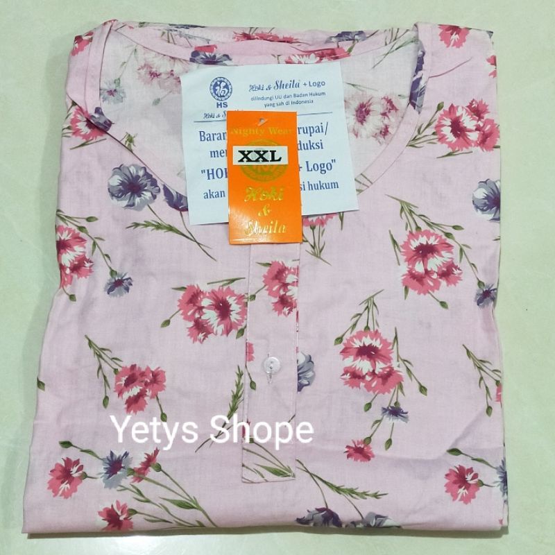 Hoki&Sheila Jumbo LD120 C3/4 Baju Tidur Piyama Fit XXL [Part 1]-Krisan2 HS Pink