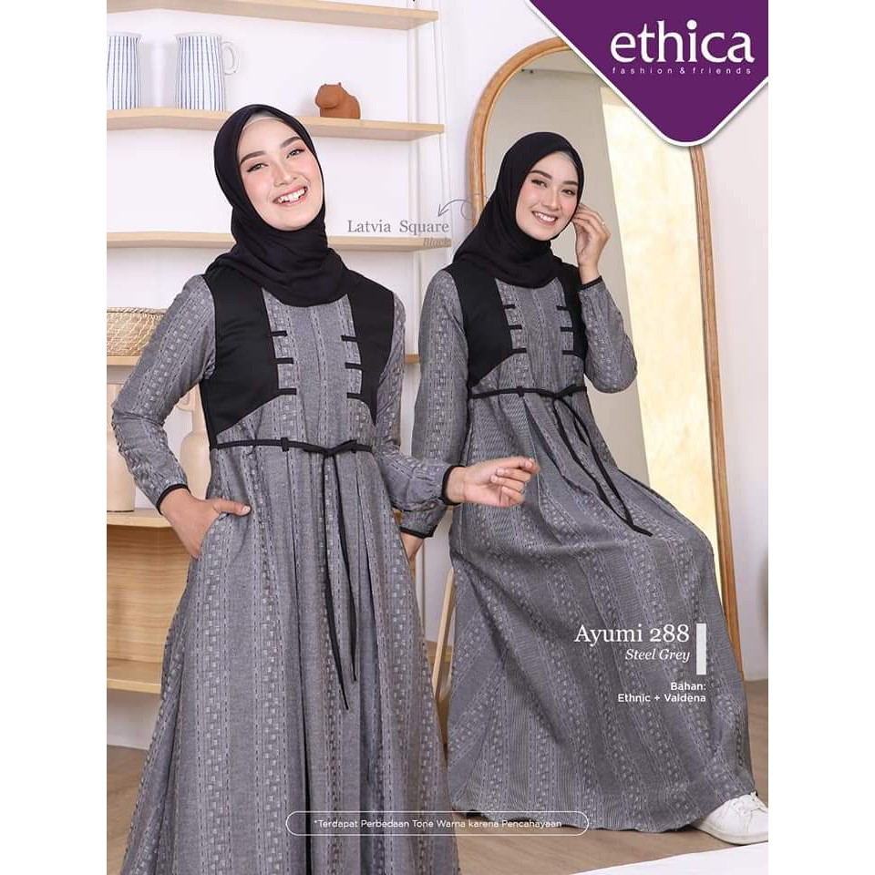 Gamis kekinian ayumi 288 steel grey ori by ethica