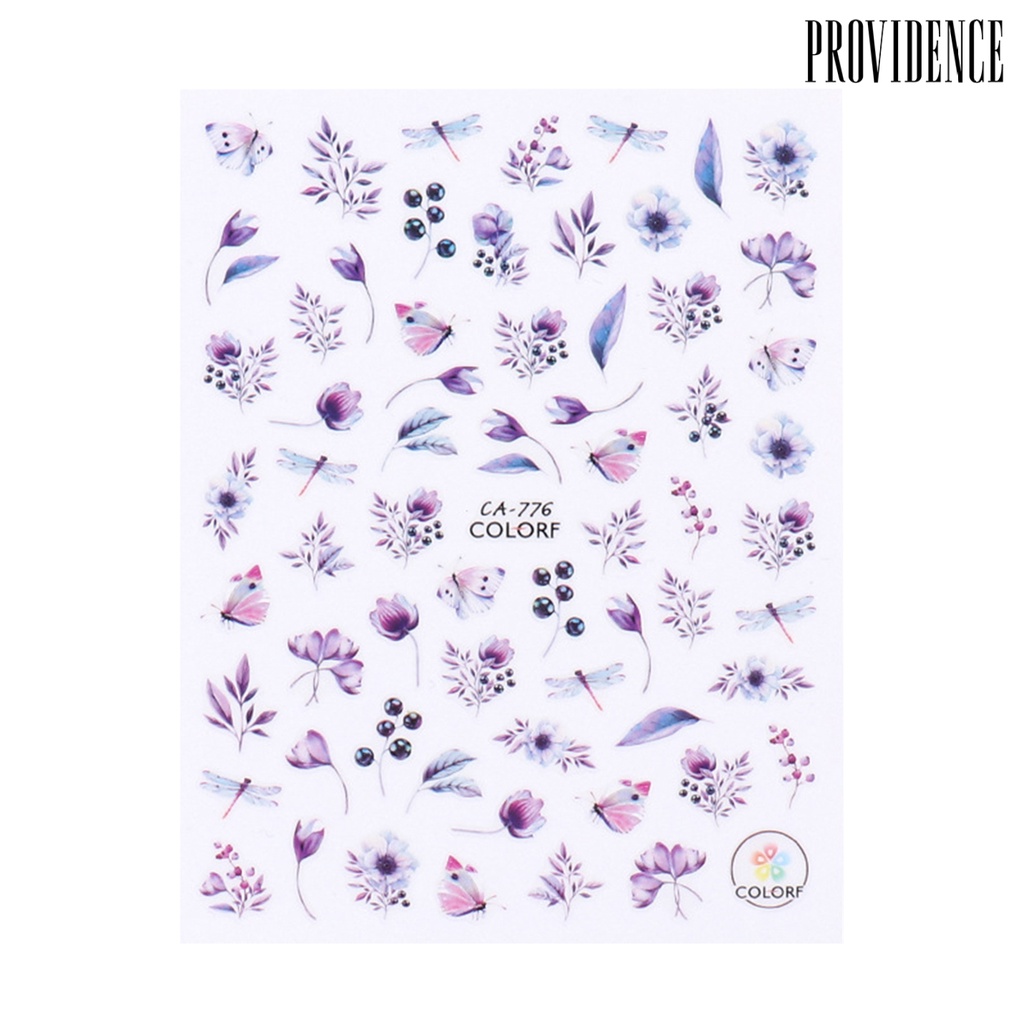 Providence Stiker Kuku Motif Bunga / Daun / Burung / Butterfly Untuk Dekorasi Nail Art / Manicure DIY