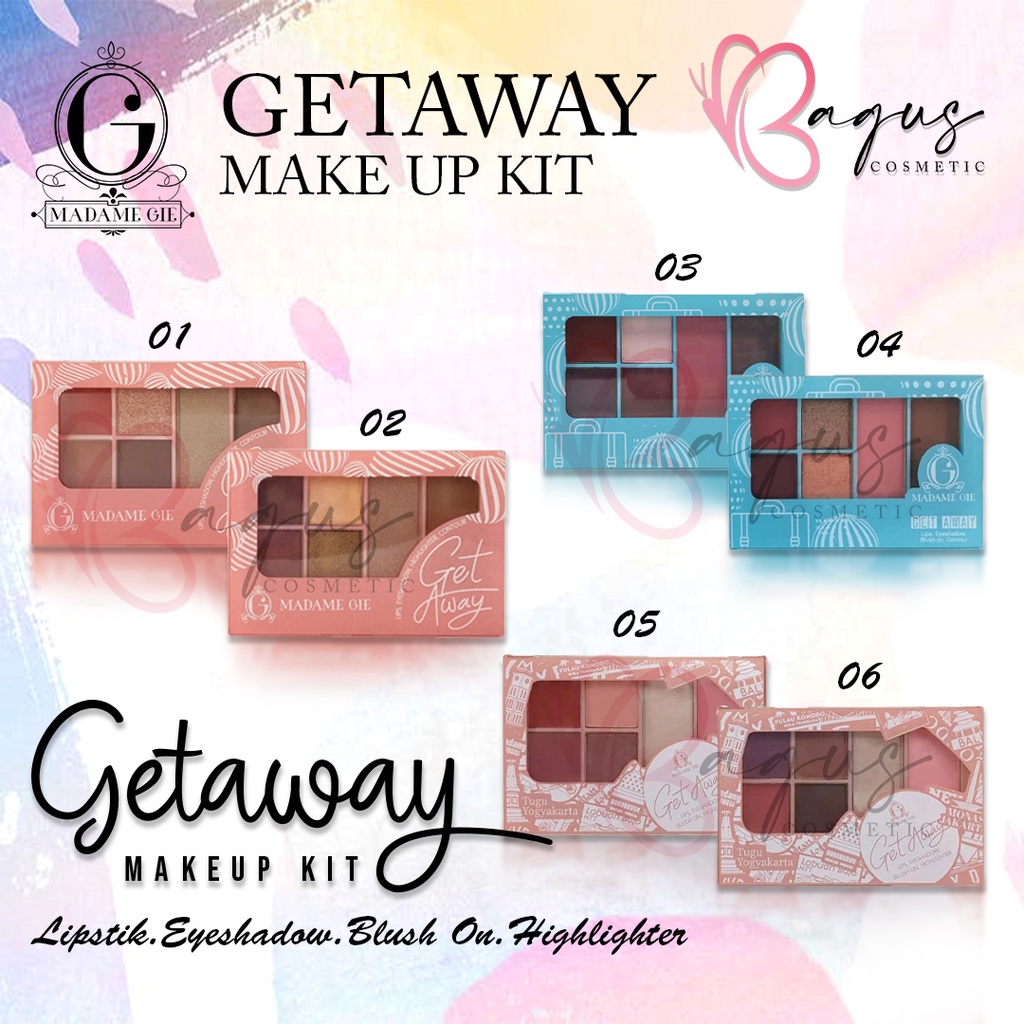 ⭐BAGUS⭐ MADAME GIE TO GO GETAWAY MAKE UP KIT |  Palet Beauty Complete Eyeshadow  Blush On Lip Stick