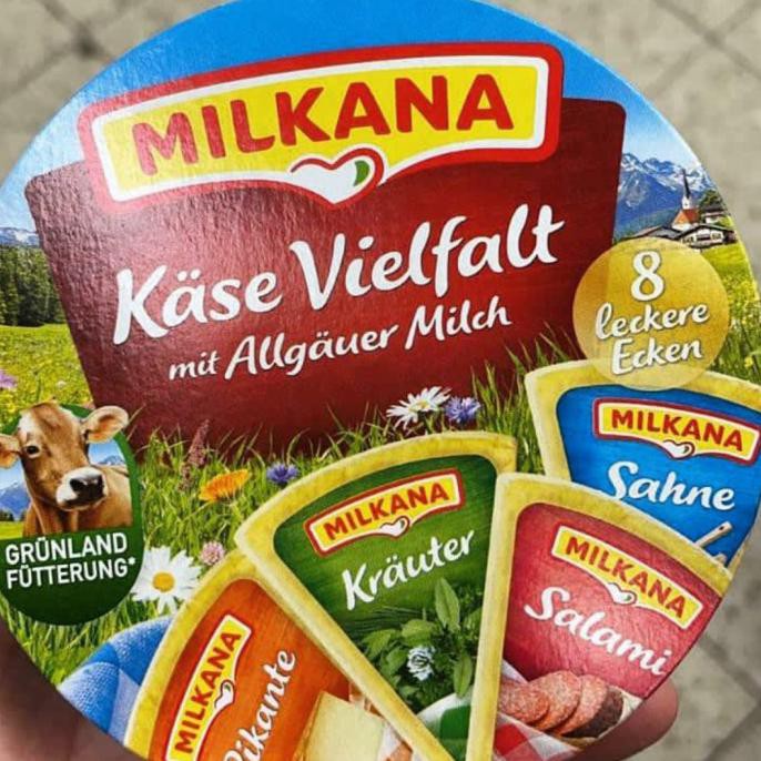 

Terbaru cheese spread MILKANA KASE VIELFALT box bulat isi 8 mix rasa