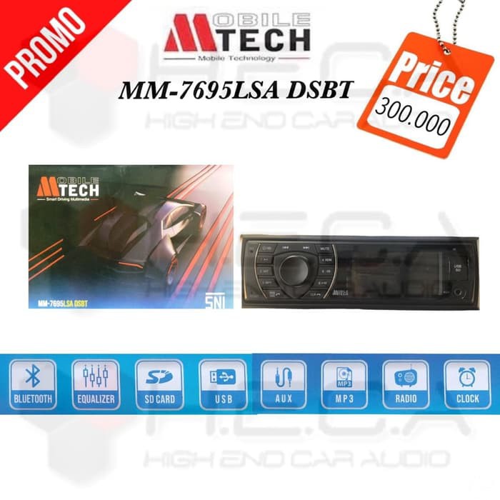 Mtech MM-7695LSA DSBT Single Din Tape USB Radio MM-7695 Audio Mobil