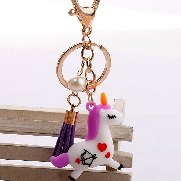 Gantungan Kunci Unicorn Warna Ungu Aksesori Tas Kuda Pony Purple Imut