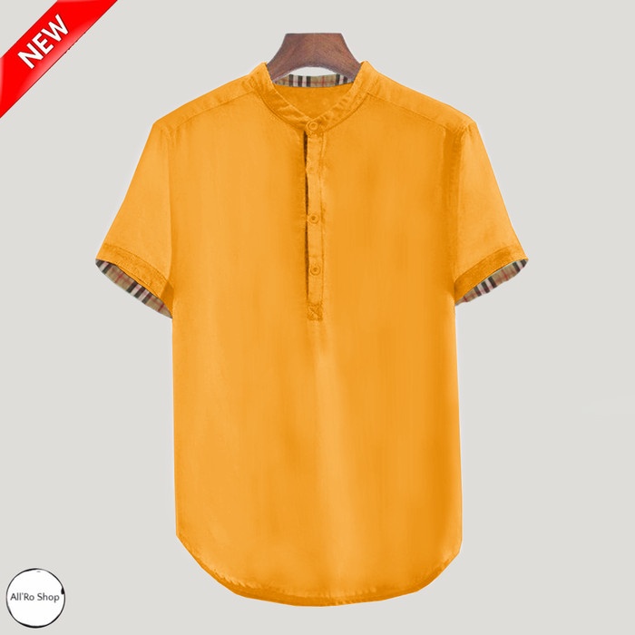 ARS 11534 11538 11542 Baju Koko Pria Lengan Pendek Lis BURBERRY - Kuning, M