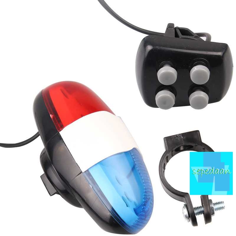 Lampu Sepeda Klakson Sirine Polisi 6 LED 4 Sound Siren sepeda sepedaan