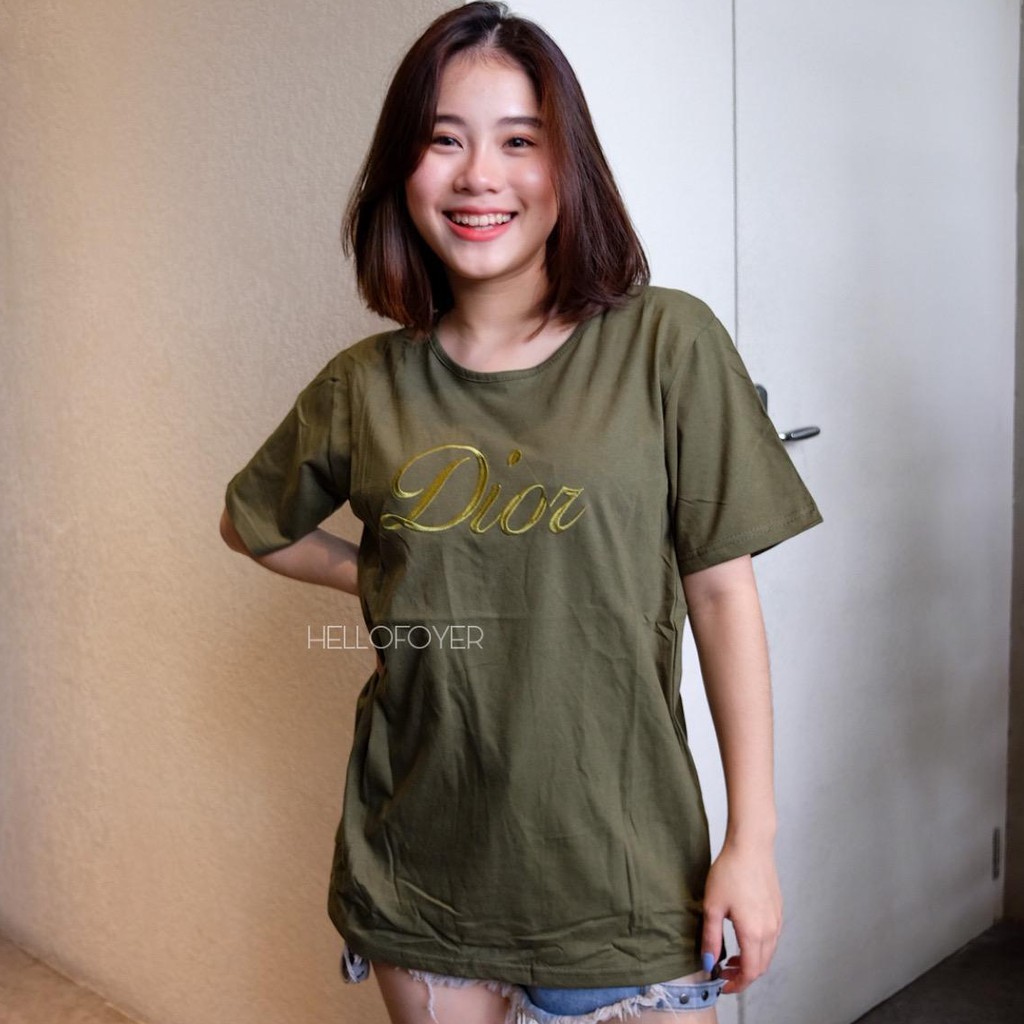 KAOS WANITA D10R BORDIR OVERSIZE KATUN COMBED 30s | KAOS CEWEK JUMBO TUMBLR TEE BUKAN DIOR