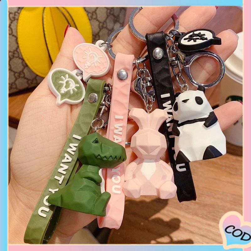 COD❤Gantungan Kunci Bentuk Koala Kartun Keychain Geometric Lucu Animal Motor Keychain Cute Panda Dinosaur Keychain Pendant Metal Key Fashion Baju Mobil Tas Serbaguna GTG02