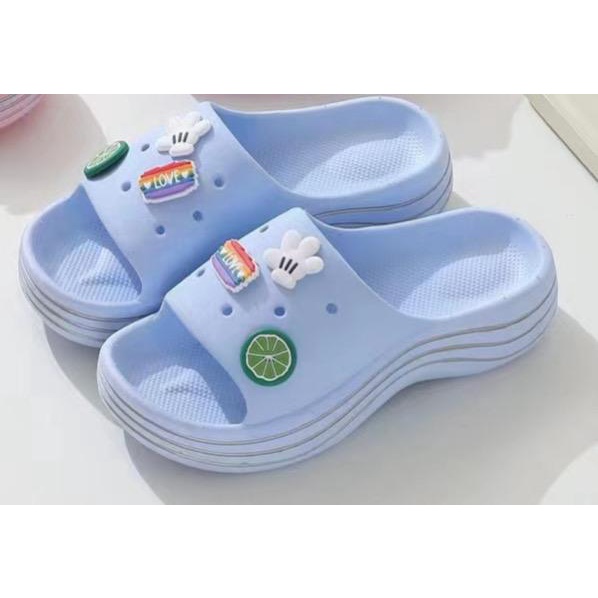 Sandal Crocs Jibbits Fuji Love Wedges + Accesories Import High Quality S2