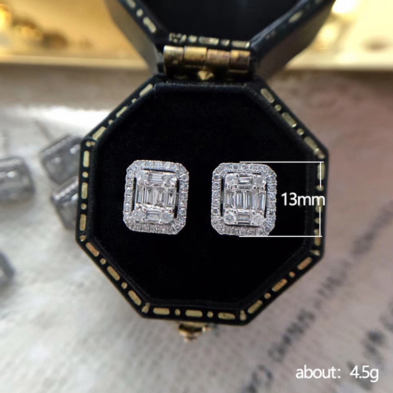 Anting Stud Cubic Zirconia Bentuk Geometris Untuk Wanita