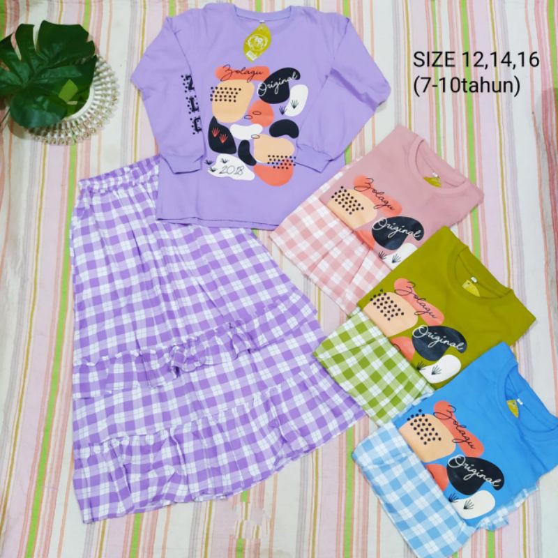 Setelan Rok anak Perempuan Kaos Combed