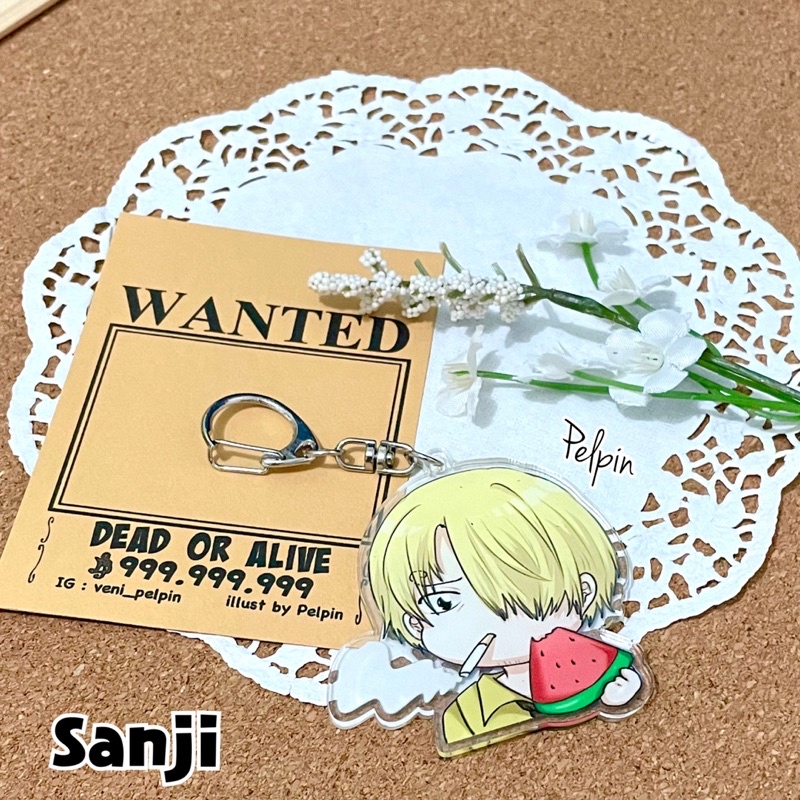 Gantungan kunci One Piece luffy zoro sanji clear double side 6cm bening besar keychain anime