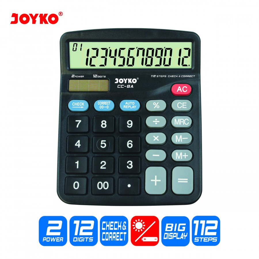 

Kalkulator Joyko CC-8A 12 digits Dual Power Check Correct Function - SHESB