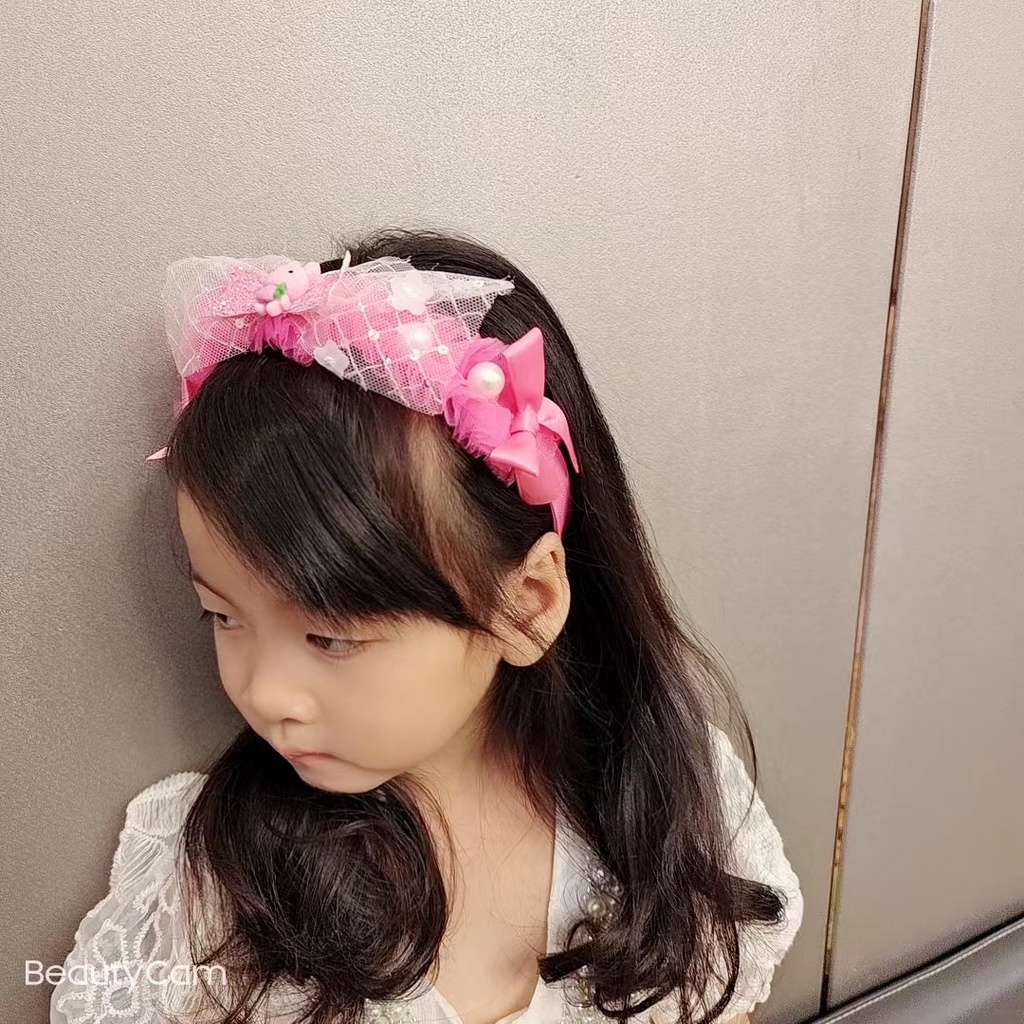 (Hello Girl)B48 Bando Anak Bando Mutiara Kelinci Import