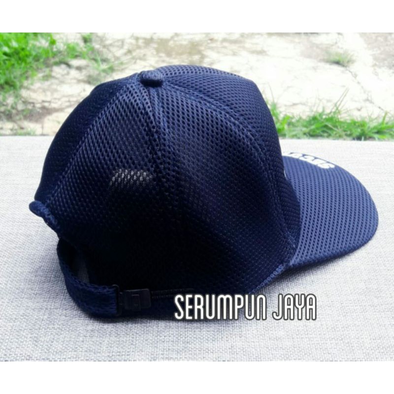 TOPI SECURITY NAVY WINGS PUTIH - TOPI SECURITY WINGS PUTIH JARING DOUBLE MESH NAVY