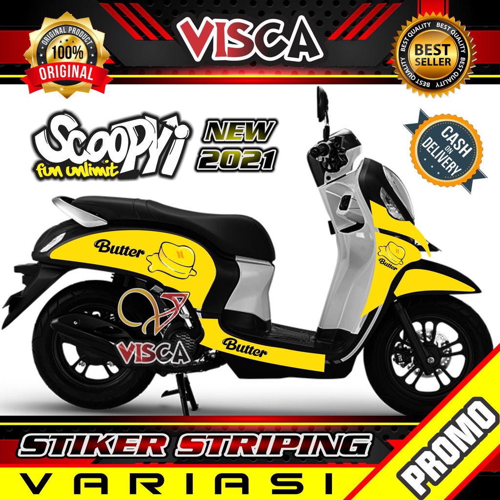 Striping Scoopy 2021 -  Sticker Striping Variasi Lis Scoopy 2021 - Striping Hologram Scoopy 2021 - B