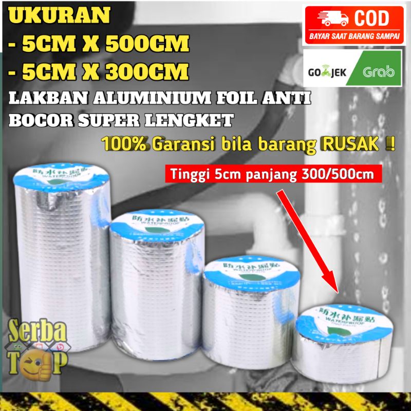 5cm x 5mtr Lakban Anti Bocor Anti Air Waterproof  Lakban Alumunium Foill Waterproof Adhesive anti bocor atap anti bocor dinding lem serat tempelan anti bocor isolasi anti bocor isolasi lasi alat bocor tape anti bocor lantai tembok pipa seng genteng