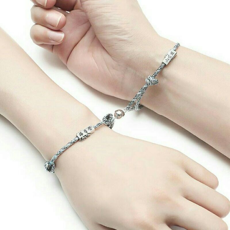 2 pcs Gelang Magnet Couple Infinity Bracelet