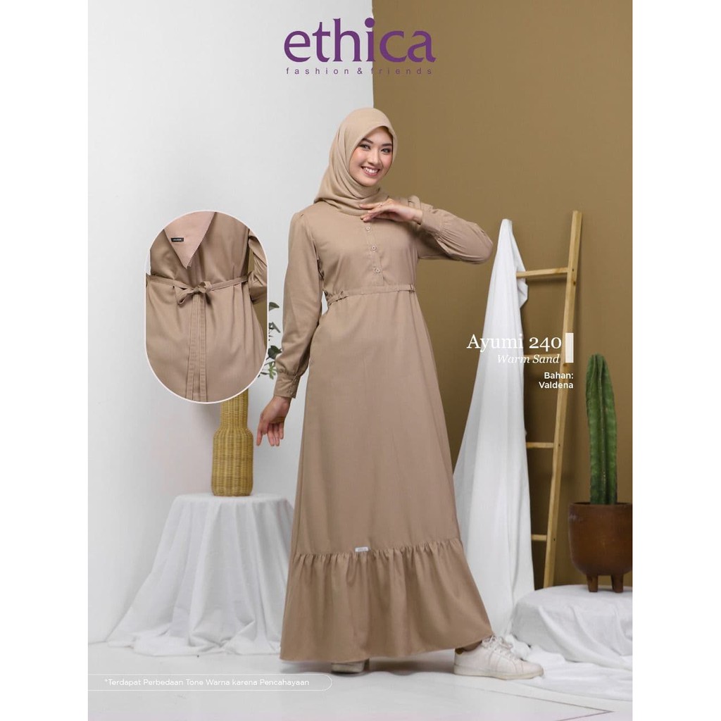 Gamis Motif Polos Ayumi 240 Warm Sand  [ETHICA MATARAM]