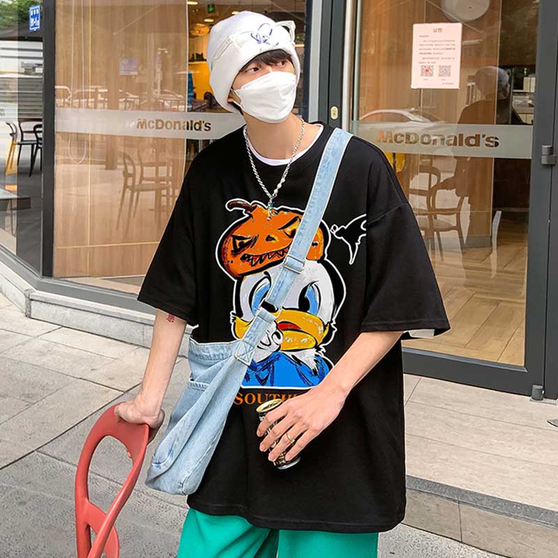 T-SHIRT NEW 2022 EDITING DUCK-DUCK KATUN 100% IMPORTIR KASUAL STYLE KOREAN FOREIGNER OVERSIZE NORMAL STYLE