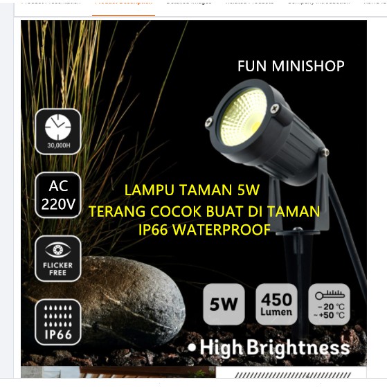 LAMPU TAMAN LED COB OUTDOOR WATERPROOF SOROT TAMAN 5W FLASHSALE!! COB TANCAP LAMPU TAMAN 5W 3W