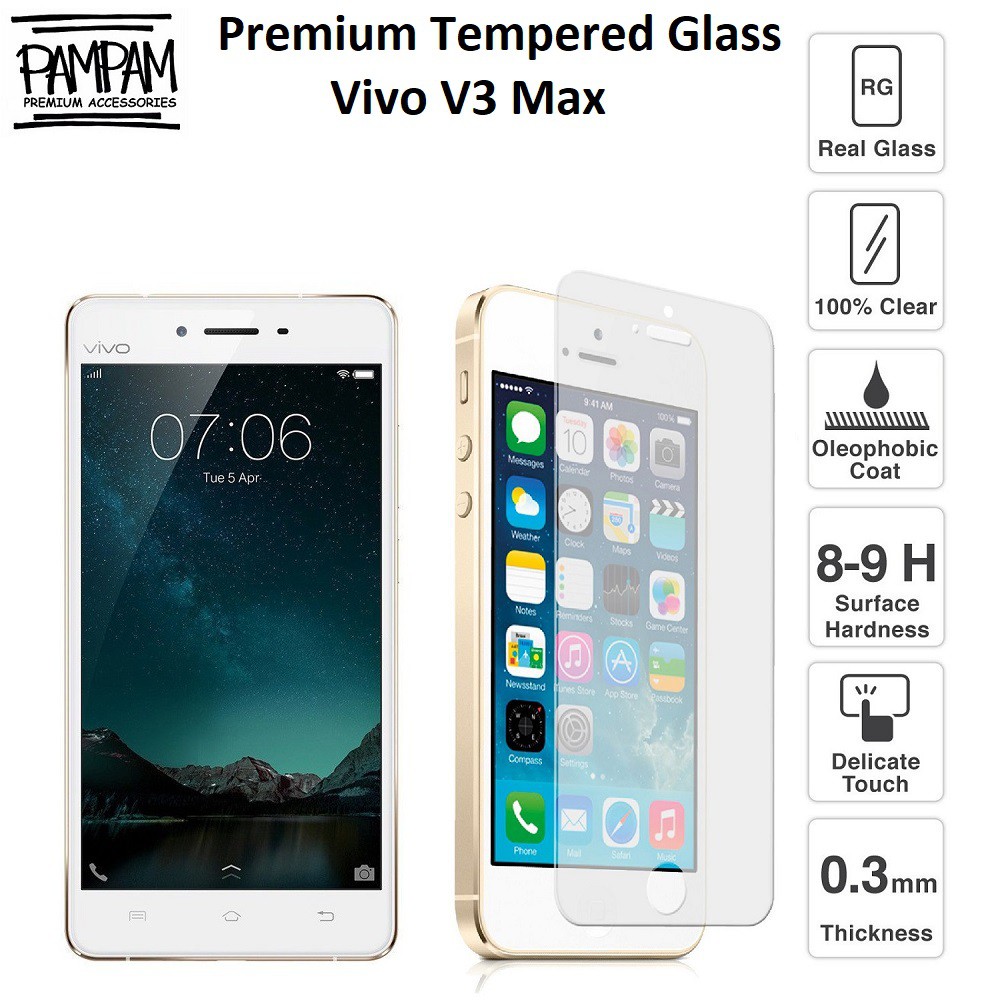 Premium Tempered Glass Vivo V3 Max 9H HP Anti Gores Layar Handphone Screen Guard Protector Tempred