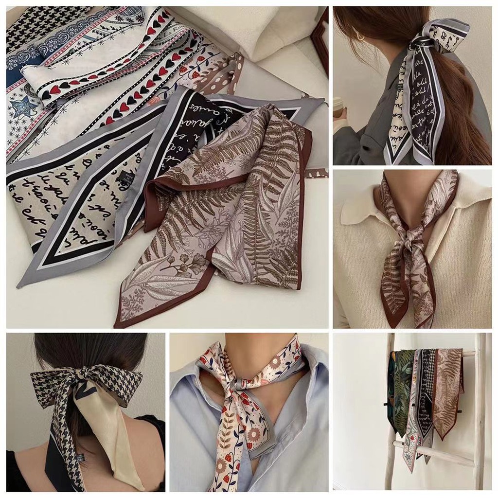 Mini Scarf Twilly, Scarf Leher, Scarf Tas, Bahan High Grade Silk Immitation Gaya Korea Fashion Impor