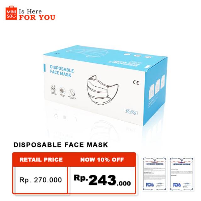 Download Disposable Face Mask Miniso Shopee Indonesia PSD Mockup Templates