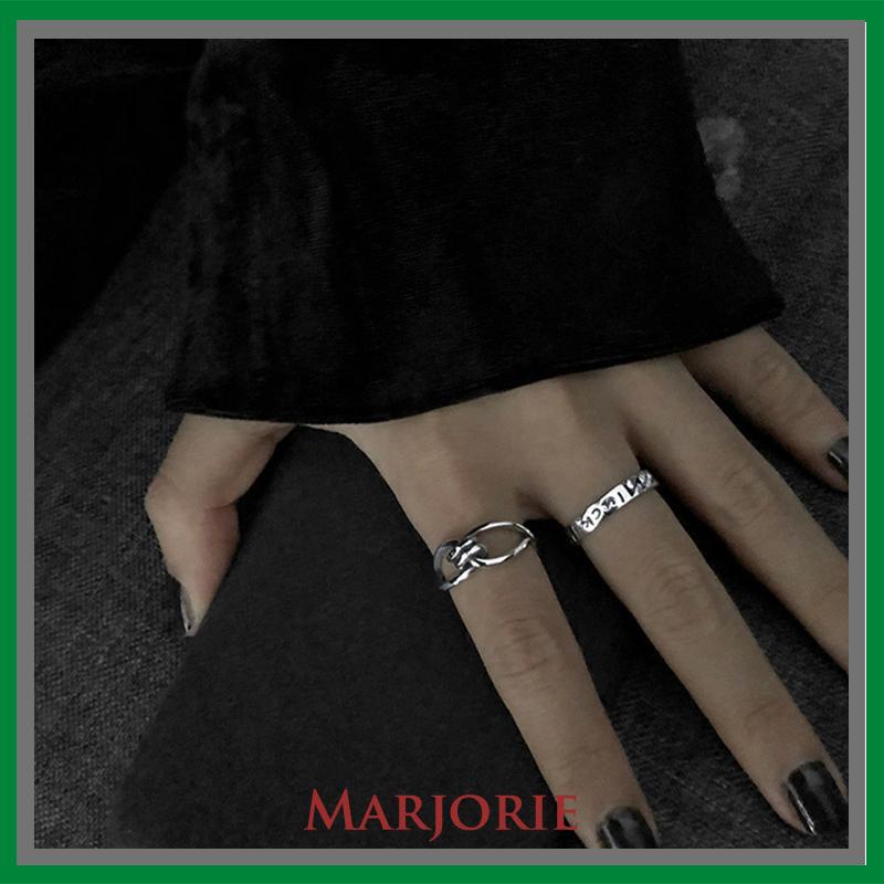 2Pcs Korea Fashion Terbuka Cincin Kepribadian Tren Indeks Cincin Gaya Punk Wanita Perhiasan Minoritas Minimalis Hadiah-MJD-MJD