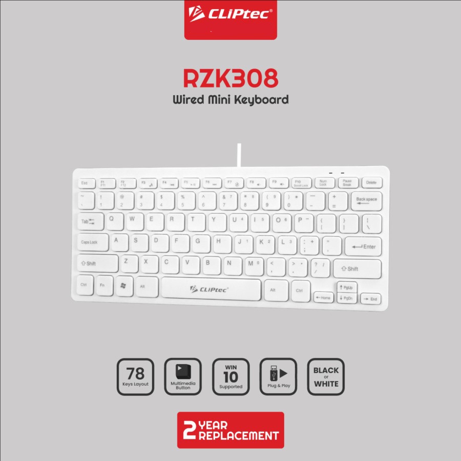 Keyboard Mini Multimedia Wired CLIPtec RZK308