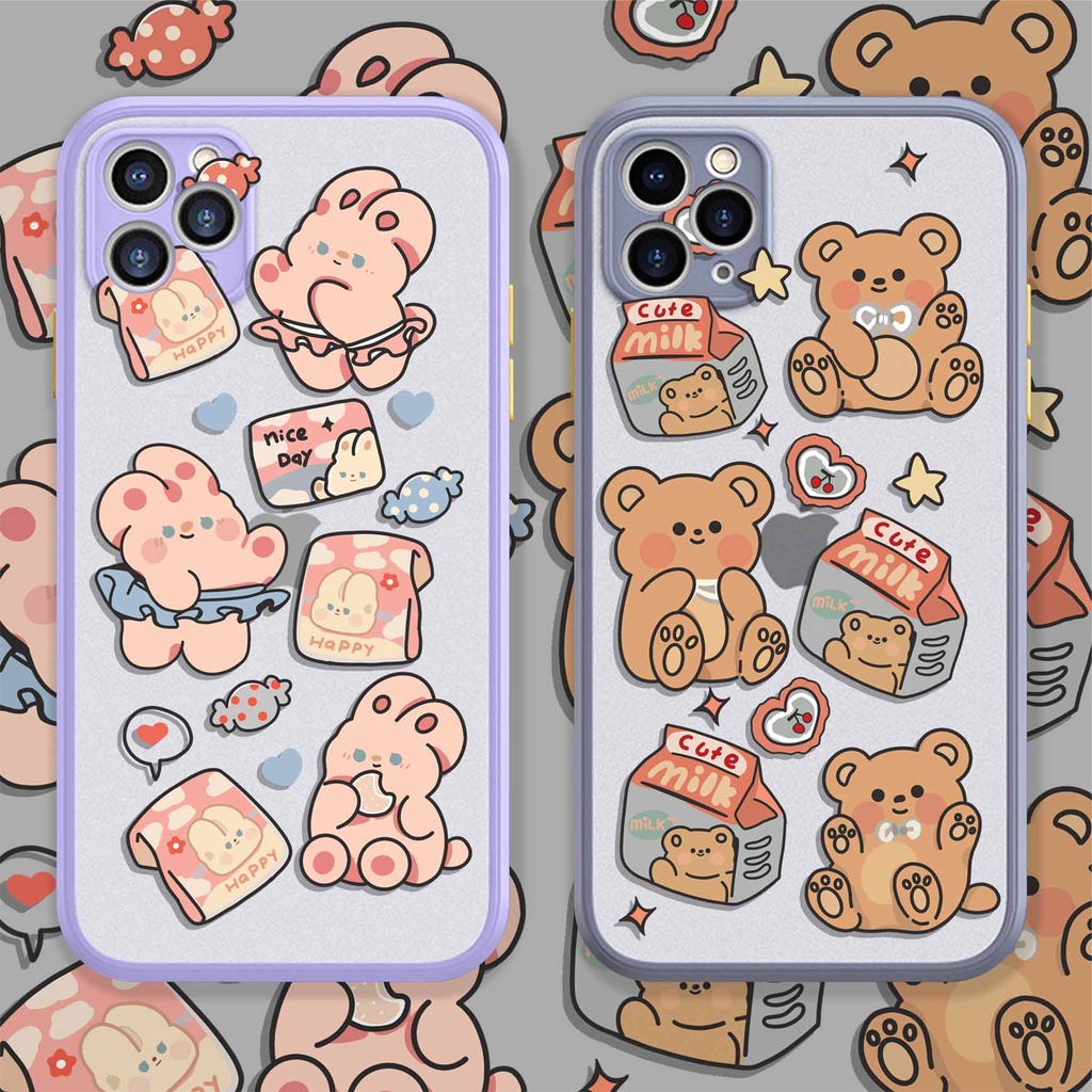 CASE BEAR AND BUNNY OPPO A54 A5S A7 RENO 5 5F 4 A74 5G A52 A92  A12 A11K A3S A1K A5 2020 A9 A15 A31 A15S 4G realme 5 5 PRO 7 7i 7 PRO 8 8 5G C12 C11 C15 C25 NARZO 20 30A