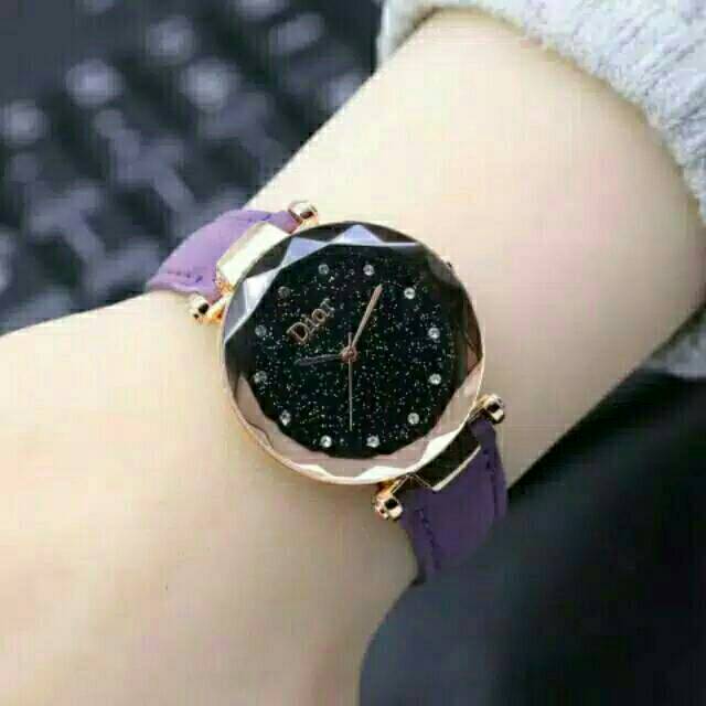 Jam Tangan Wanita Permata Mata Kecil Strap Kulit