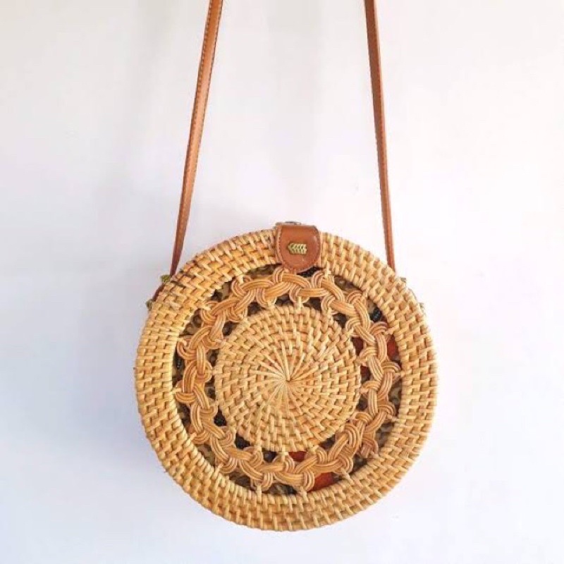 Tas Rotan Bulat Diameter 20cm