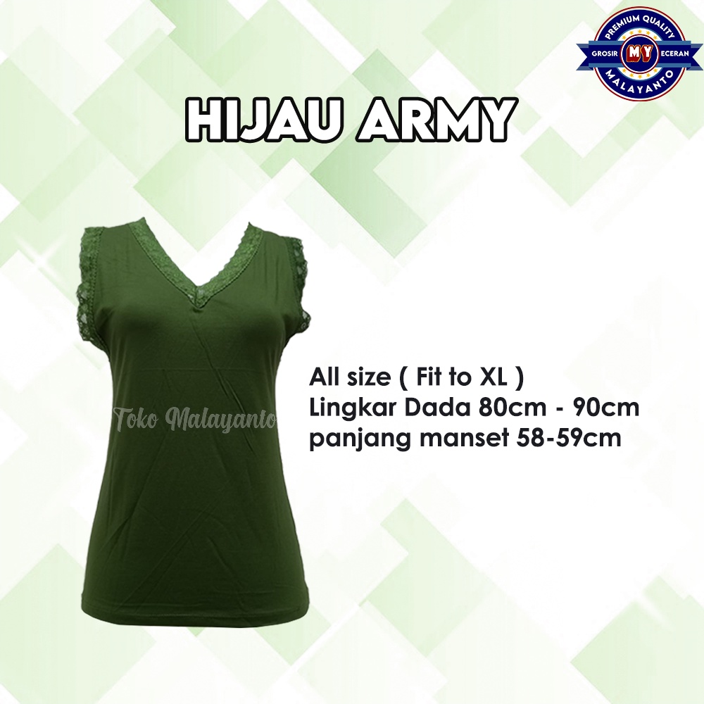 Tank Top Renda Kerah V Polos Warna Ukuran All size Ready Stok!!-3