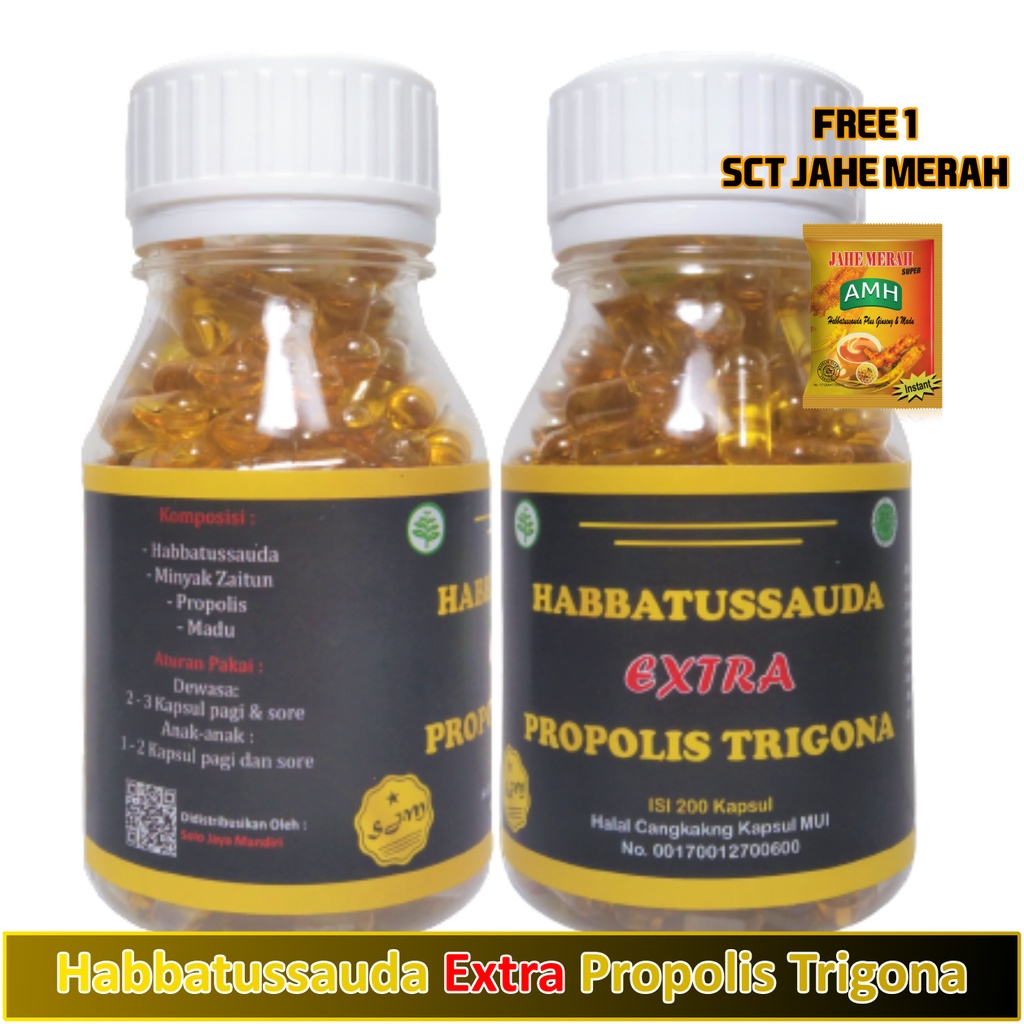 Habbatussauda Extra Propolis Trigona 200 Kapsul Extra 1 jahe sct