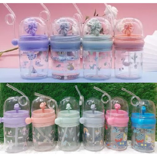 Botol Minum Anak Air Mancur Ikan Paus Lumba-Lumba Motif Lucu Sedotan Spray Fountain Children Pot