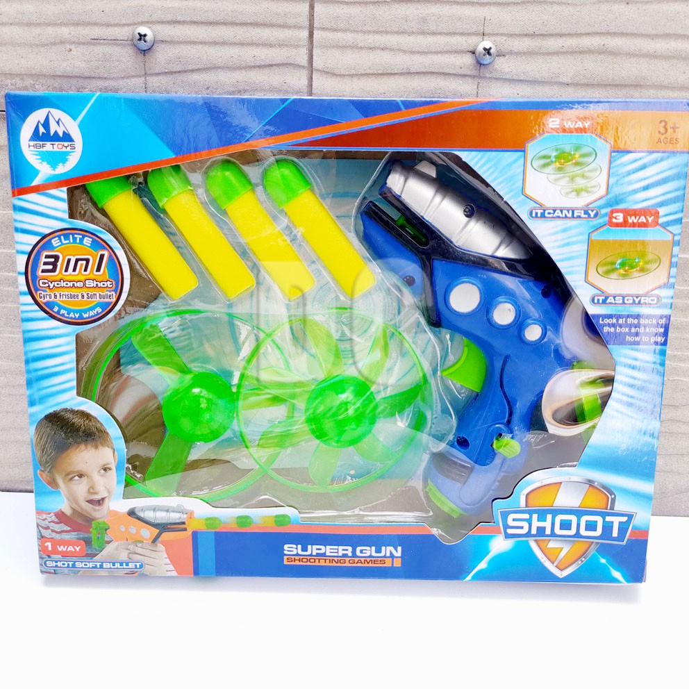 Shoot Elite Super Gun 3in1 Mainan Blaster Nerf Dart Tembak Peluru Gabus Baling