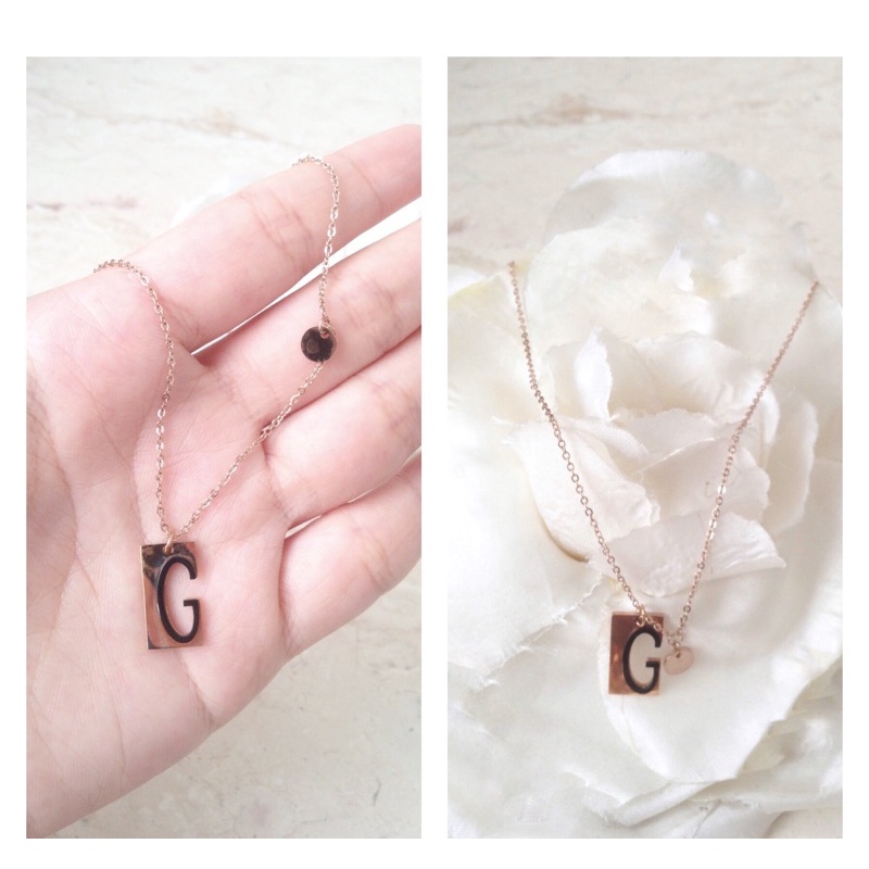 Kalung gucci kotak titanium