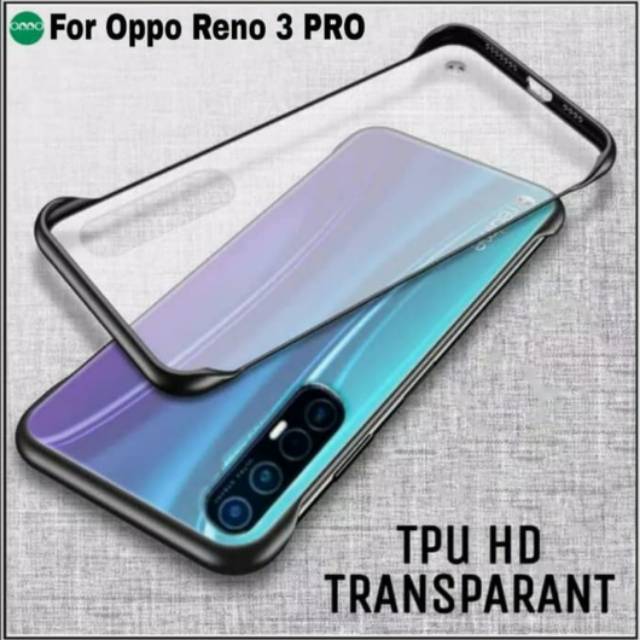 Case Oppo RENO 3 Pro Soft Hard Transparan Slim Casing Cover - Hitam