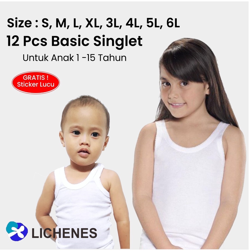 Kaos Dalam Singlet Anak Dan Remaja (Isi 12 Pcs)