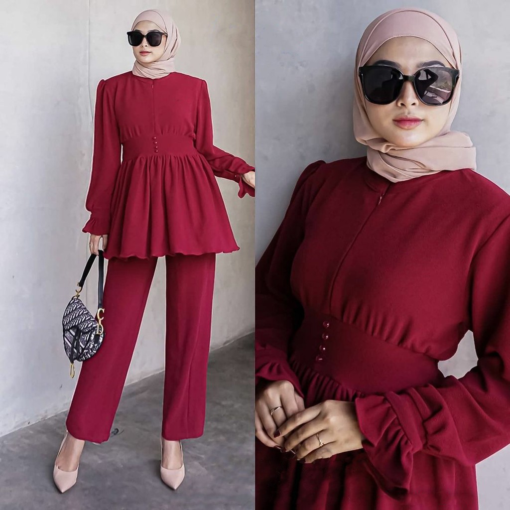 Rassi One Set Setelan Baju Muslim Wollycrepe Fashion Wanita Terlaris