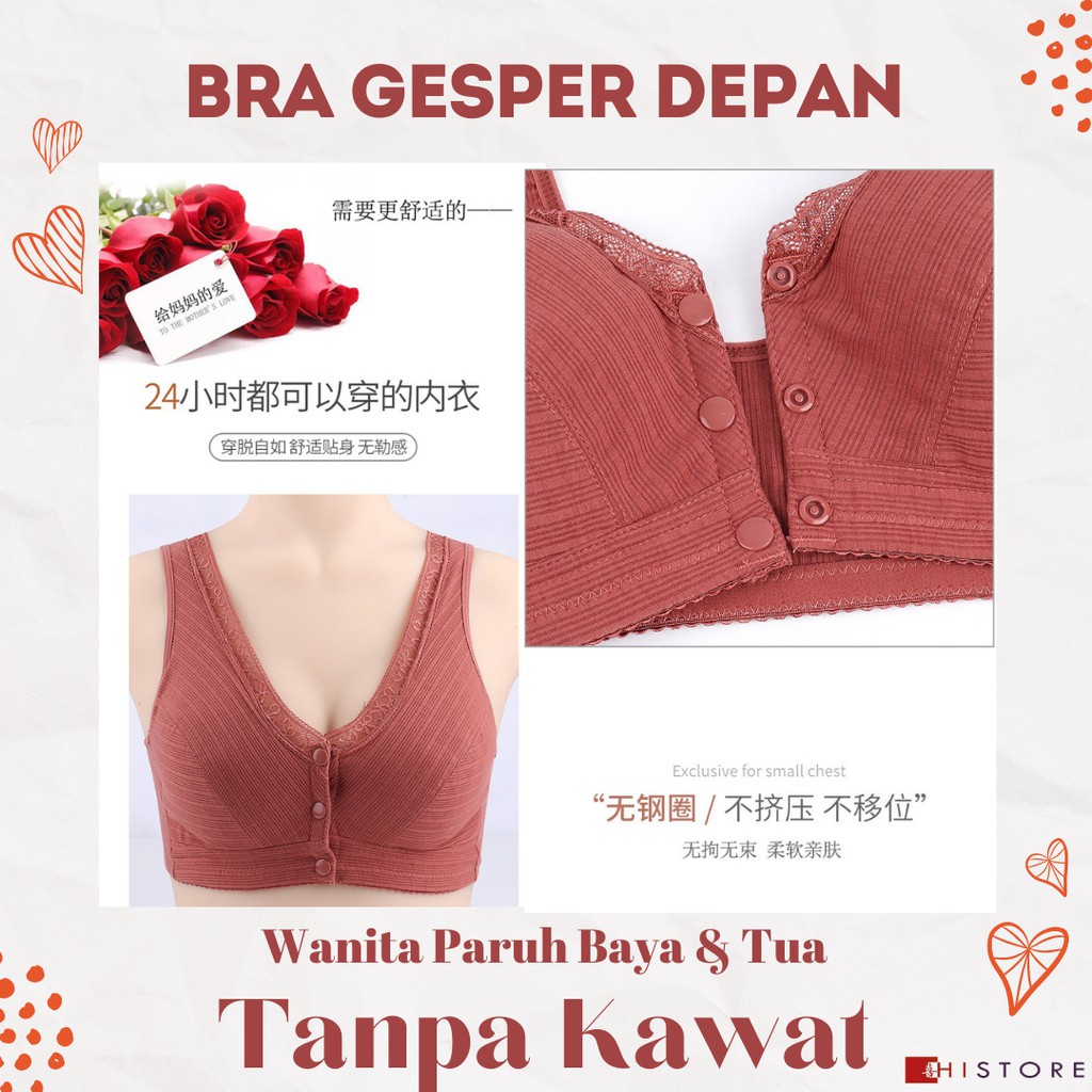 [HI] Bra Seamless Push Up Nirkabel Gesper Depan 2084 Wanita Paruh Baya dan Tua