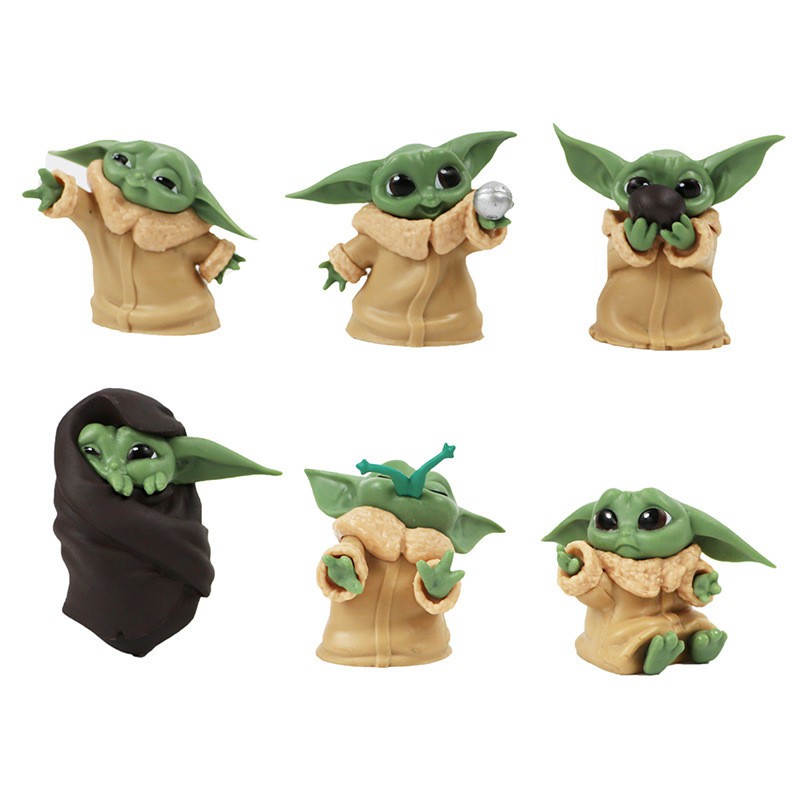 6pcs / set Mainan Action Figure Yoda Star Wars Baby Bahan PVC Untuk Anak