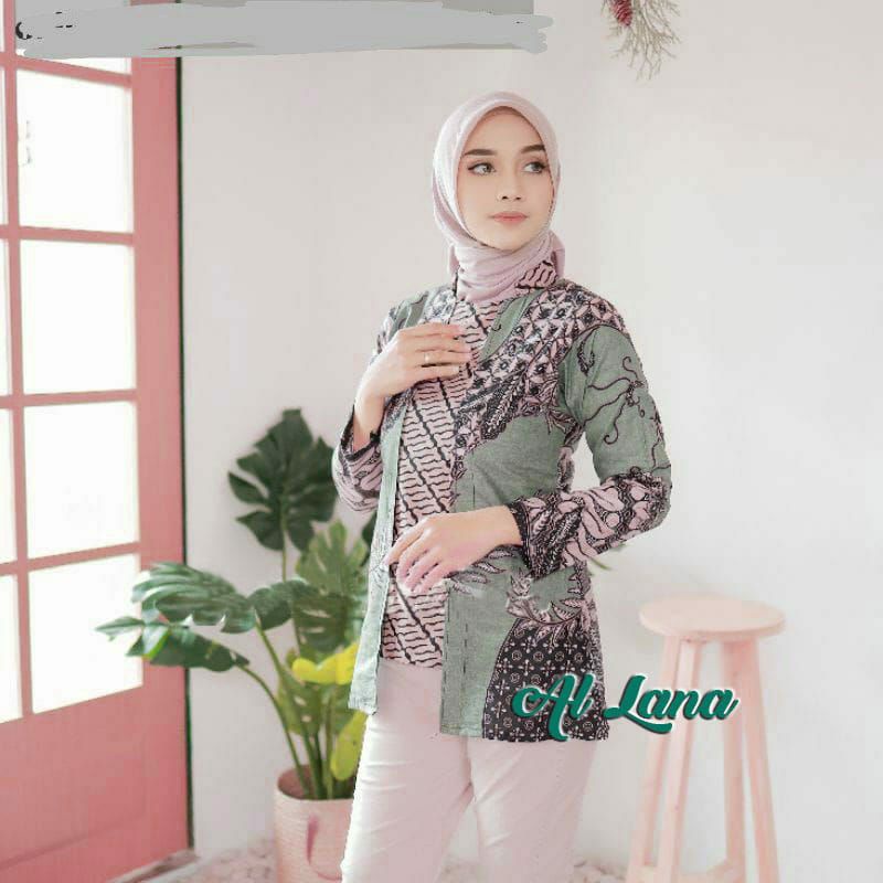 Batik wanita ASJ SA HRB026 Kenongo Kemeja Tosca Pendek Batik Fashion Baju Wanita