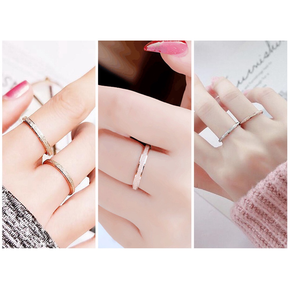 Cincin Couple Titanium Pasangan Matte Baja