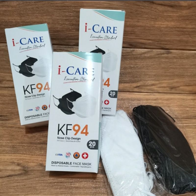 masker KF94 I-Care 3D evo korea premium 20pcs / masker kf94 anak chasa 10pcs hitam putih /masker JSP