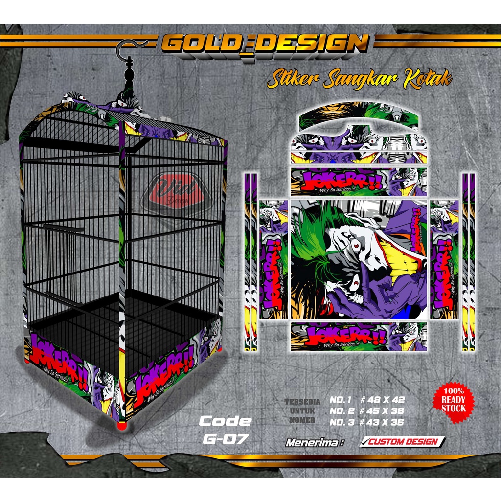Sticker Sangkar Kotak Decal Kandang Burung BNR Motif Joker No 1 2 3