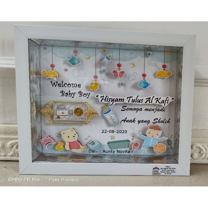 frame kado bayi dan mantenan mini gold