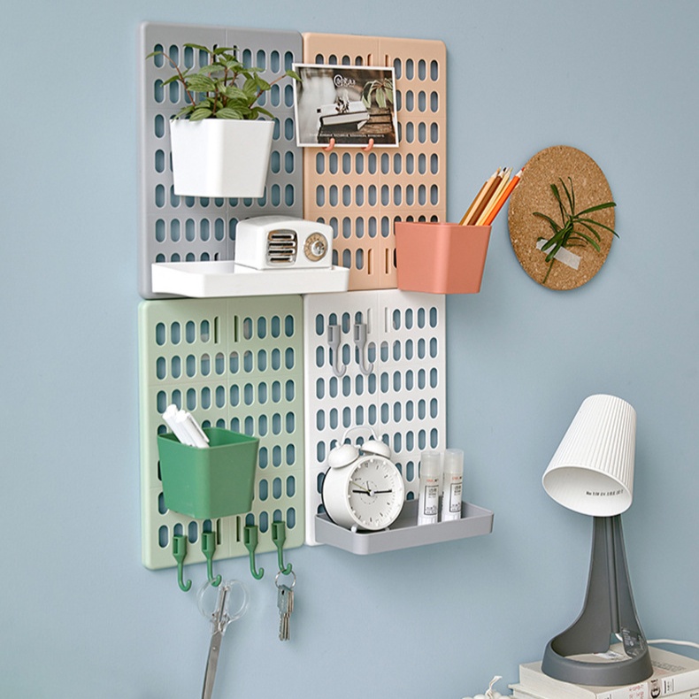 YHOME Rak Dinding Tempel Minimalis Organizer/Rak Dinding Kombinasi Organiser/Rak Gantung Peralatan Dapur Tanpa Paku/Wall Shelf Board Household Kitchen Storage/Rak Stationery Tempel Y098-4